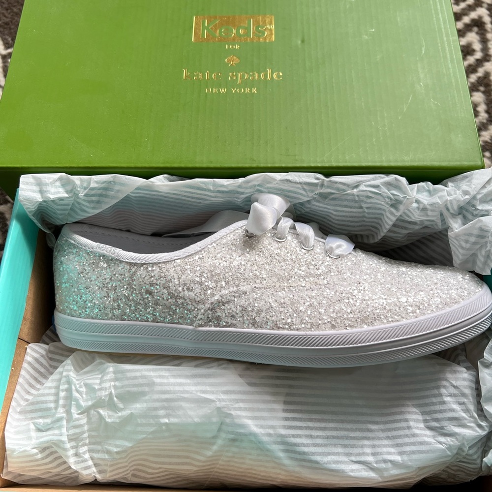 Brand new Kate Spade Glitter White Keds